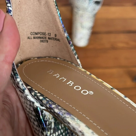 Bamboo "Compose" Platform Block Heels in Iridescent Snakeskin - NIB - Size 9 - Picture 8 of 13